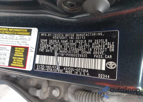 2013 Toyota Camry Se z USA, uszkodzony, nr VIN 4T1BF1FK0DU229925